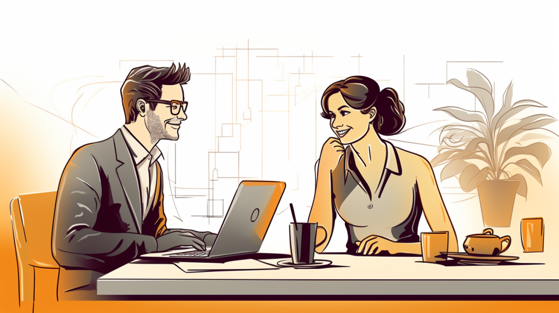 timecode._one_man_talking_with_a_woman_at_a_desk._Happy._corpor_2a17fc61-616f-4403-864c-330f5cba2409